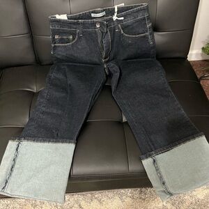 Women’s Lee Blue Relaxed Jeans with Wide Rolled Cuffs